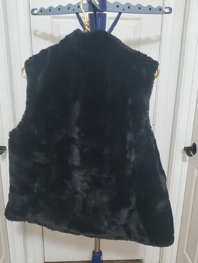 Nicole Miller Black Faux Fur Vest